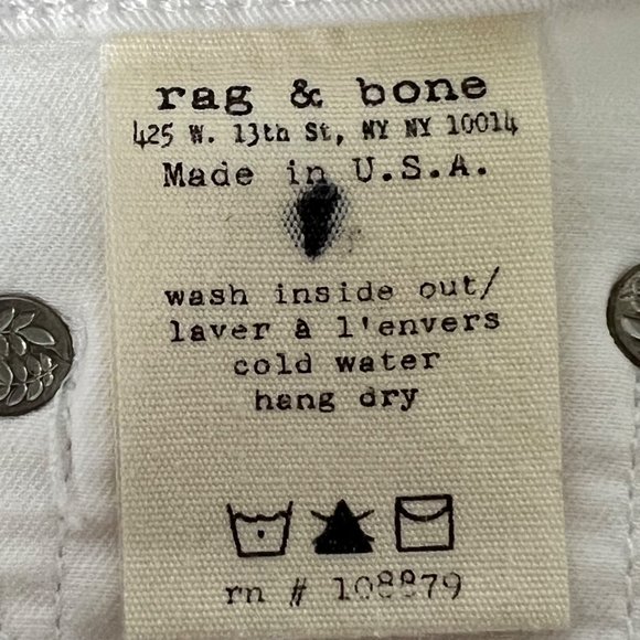 Rag & Bone McArthur Womens Ankle Zip Crop Jeans Skinny Bright White size 26 - Picture 13 of 14